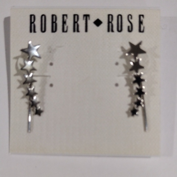 Silver Star Cascade Earrings – Polished Multi-Star Celestial Statement Jewelry - Picture 3 of 8